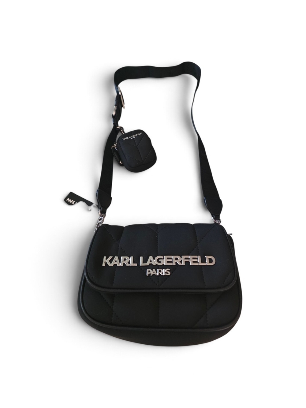 Karl Lagerfeld Paris Maybelle Quilted Crossbody Bag Black New With Tags